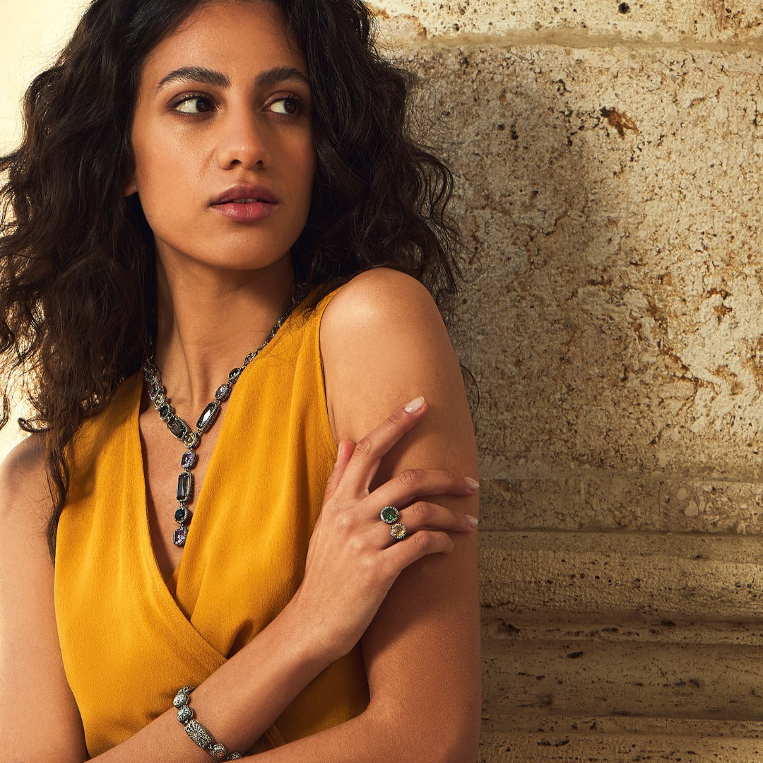 Anello Agnese Doppia Pietra Tonda