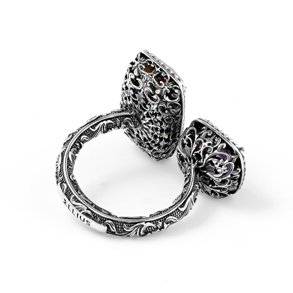 Anello Estasi Doppia Pietra Rettangolare e Quadrata