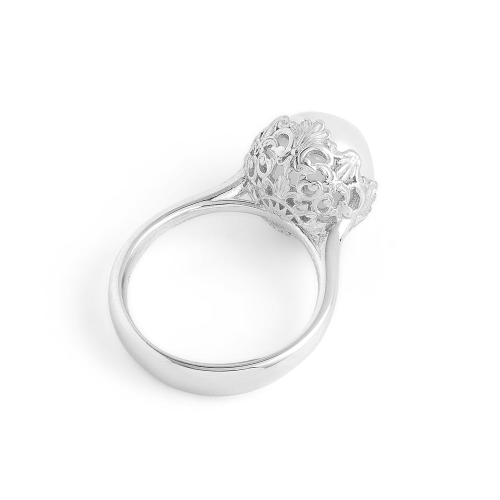 Anello Cestino Barocco con Perla Naturale