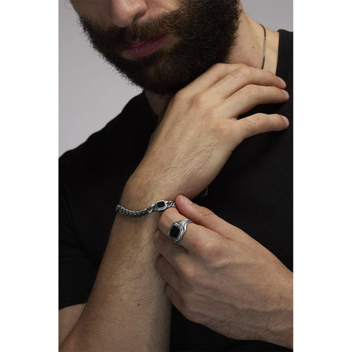 Anello Gemma Black Quadrata